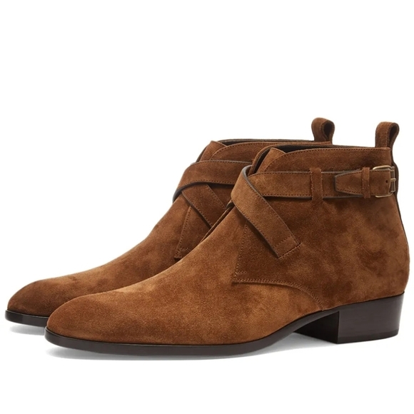 SAINT LAURENT WYATT 30 OTTERPROOF SUEDE BUCKLE BOOT size 41.5 BNWOB - Picture 1 of 14